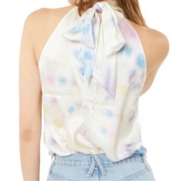 NWT Generation Love Kaylee Tie Neck Tank Cloud Print Size Small 100% SILK - Picture 4 of 7